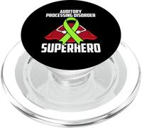 Auditory Processing Disorder Superhero Warrior Green Ribbon PopSockets PopGrip for MagSafe