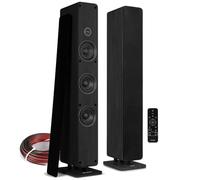 Audizio Active/Passive ARCO Bluetooth HiFi Floor Standing Speaker Tower Pair & 10m Speaker Cable Bundle - HiFi Stereo Towers for Home Audio, 160W, USB, Optical, Black