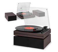 Audizio Akron Bluetooth Vinyl Player with Speaker Set - Dark Wood 60W | Belt drive, built-in amplifier, headphone output, AUX in, auto-stop, dust cover