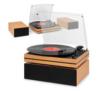 Audizio Akron Bluetooth Vinyl Record Player with Speaker Set - Bamboo | Belt drive, built-in amplifier, headphone output, AUX in, auto-stop, dust cover