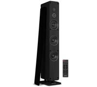 Audizio ARCO Active Bluetooth Floor Standing HiFi Speaker, Stereo Tower with USB, Optical TV Input, Wired or Wireless Connectivity, Remote Control, Independent Downlight, Black