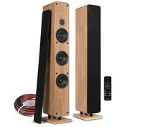 Audizio ARCO Bluetooth HiFi Floor Standing Stereo Speaker System with Active/Passive Tower Pair, Hi-Fi Home Audio, 160W Class-D Amp, USB, Optical, 10m Speaker Cable Kit, Light Wood