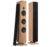 Audizio ARCO Passive Pair Floor Standing HiFi Tower Speakers, 160W Passive Speakers, 3x 4 Woofers & 1" Dome Tweeter, Removable Face Plate, Gold-Plated Terminals, Light Wood Finish, Home Audio