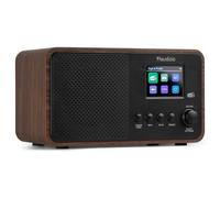 Audizio Avio DAB Digital Radio, Bluetooth Speaker, FM Tuner, DAB+, 20 Presets, Sleep Timer, Alarm Clock, USB, AUX, 2.4" Display, 30W, Wood Finish (Brown)