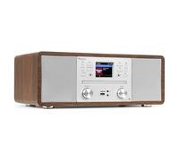 Audizio Avola All-in-One DAB Radio & CD Player, Bluetooth, Internet Radio | USB & Micro SD, DAB+, FM tuner, stereo speakers, alarm clock, silver