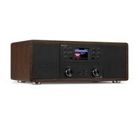 Audizio Avola All-In-One DAB Radio & CD Player, Bluetooth, WiFi, Wood | Internet radio FM USB, alarm LCD display, wooden finish, retro style