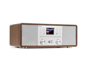 Audizio Avola All-in-One DAB Radio & CD Player with Bluetooth, Internet Radio, USB & Micro SD Playback, DAB+, FM Tuner, Stereo Speakers, Alarm Clock, Remote Control, Stylish Silver Finish