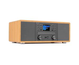 Audizio Avola DAB Radio CD Player Bluetooth Wi-Fi Internet Radio Tuner, Home Stereo System, USB SD Player, Bamboo, 60W HiFi Sound, LCD Display, Remote, FM Alarm Clock, EQ, AUX In, Bedroom Living Room