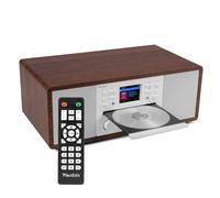 Audizio Avola DAB+/FM/Wi-Fi Internet Radio with CD Player, Bluetooth, USB & SD, 60W Stereo System - Alarm Clock, EQ, Remote, White & Wood, Full Colour Display