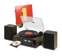Audizio Boston Record Player with CD Player, Speakers, LP Stand, Bluetooth