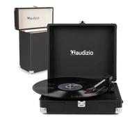 Audizio Briefcase Vinyl Record Player with Built-In Speakers and Black Storage Case - Portable 3 Speed Turntable, Auto Stop, RCA/Headphone Outputs, USB Powered, Home Audio Retro Record Player Kit