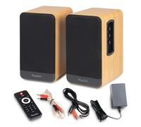 Audizio BS10 Active Bookshelf Speakers - Bluetooth, HDMI ARC, Optical 80W Bamboo