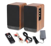 Audizio BS10 Active Bookshelf Speaker set with Bluetooth 80W, Wood Finish, HDMI ARC and Optical, RCA, Phono Preamp, USB/TF, Remote Control, for TV, Turntable, Streaming