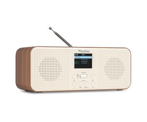 Audizio Bucine Stereo Internet and DAB+ Radio with Bluetooth, WiFi Internet Radio Tuner, FM Digital Radio Alarm Clock, Stereo Speakers, Colour Display, Cream & Wood Finish