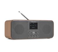 Audizio Bucine Stereo Internet and DAB+ Radio with Bluetooth, WiFi Radio Tuner, FM Digital Radio Alarm Clock, 40W Home Audio System with Colour Display, Dark Grey & Wood Finish