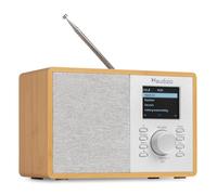Audizio Cosa DAB Radio with Internet Radio, DAB+ and FM Radio, Bluetooth 5.2, AUX Input, Alarm Clock Radio, Compact Retro Style for Kitchen, Bedroom, Lightwood
