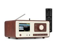 Audizio Dozza WiFi Internet and DAB+ radio with Bluetooth, Dark Wood, 40W Home Audio System, Internet Radio Tuner, DAB Radio Alarm Clock, Colour Display, Remote Control