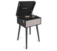 Audizio Fremont Retro Record Player with Legs and Bluetooth, Built-in Stereo Speakers, USB MP3 Conversion, Stylish Vinyl Turntable Stand, Removable Legs, Record Player with Bluetooth Output - Black