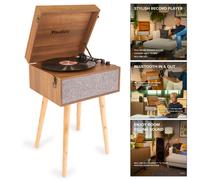 Audizio Fremont Retro Record Player with Legs, Bluetooth Input/Output, Vinyl to MP3 Recording, Removable Stand, Built-in Stereo Speakers, Vinyl Turntable on Legs for Home Use
