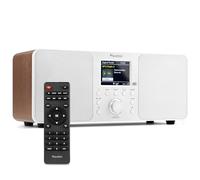 Audizio Genua DAB Stereo Radio with Bluetooth, 50W Stereo Speakers, FM Radio, Dual Alarm, DAB+, 30 Presets, Digital Display, USB Playback, Aux Input & Remote Control - White