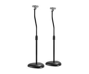 Audizio HTS12 Universal Surround Sound Speaker Stands Pair - Adjustable Height Floor Speaker Mounts with Weighted Base, Cable Management, Spikes & Rubber Pads for Home Theatre, Black