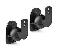Audizio HTS15 Universal Wall Mount Speaker Brackets, Adjustable Satellite & Surround Speaker Wall Bracket Pair, 3.5kg Load, Compact Black Nylon Mounts, Tilt & Swivel for Ideal Audio Positioning