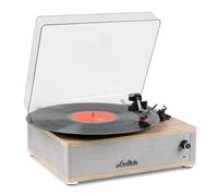 Audizio Irvine Retro Vinyl Record Player with Bluetooth Receiver, Built-in Stereo Speakers, Line Output, AUX Input, 3.5mm Headphone Output, Light Wood Turntable for Home Audio