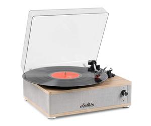 Audizio Irvine Retro Vinyl Record Player with Bluetooth Receiver, Built-in Stereo Speakers, Line Output, AUX Input, 3.5mm Headphone Output, Light Wood Turntable for Home Audio