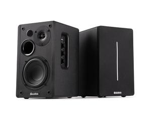 Audizio KS01B 120W Active Bluetooth Bookshelf Speakers, HiFi Home Audio Set, Optical, RCA, USB, with Remote, Powerful 60W RMS HiFi Speaker System, Alternative to Soundbar, Black Finish