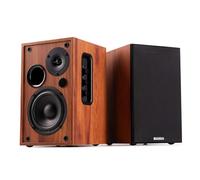 Audizio KS02 Active Bluetooth Bookshelf Speakers 80W Wood - HiFi Home Audio Set with Built-in Amplifier, RCA Inputs, Remote, DSP, Ideal for Turntables, TVs, CD & Music Streaming