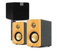 Audizio KS16 2.1 Active Bookshelf Speaker System with SW80D Subwoofer, Bluetooth, USB-C Audio, Aux Input, DSP Modes, Bamboo Finish, 100W Speakers with 160W Sub