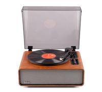 Audizio Laredo Premium Record Player with 160W Hi-Fi Bluetooth Stereo Speakers, Audio-Technica ATN-3600, Built-in Wireless Streaming, 2-Speed, Retro 50s/60s Design, Removable Dust Cover, Brown