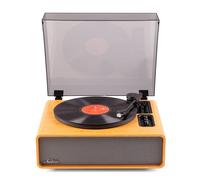 Audizio Laredo Retro Record Player, Bluetooth Turntable with Built-In 160W Stereo Speakers, AT3600 cartridge, Auto Lift/Return, Bamboo Finish, Wireless Output to Headphones
