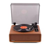 Audizio Laredo Record Player with Built-In 160W Stereo Hi-Fi Speakers, Bluetooth In/Out, AT3600 cartridge, Retro Wood Design, Auto Lift, Wireless Headphones Compatible