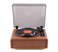 Audizio Laredo Record Player with Built-In 160W Stereo Hi-Fi Speakers, Bluetooth In/Out, Audio Technica Cartridge, Retro Wood Design, Auto Lift, Wireless Headphones Compatible
