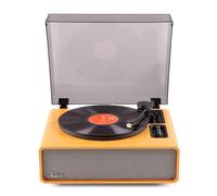 Audizio Laredo Retro Record Player, Bluetooth Turntable with Built-In 160W Stereo Speakers, AT3600 cartridge, Auto Lift/Return, Bamboo Finish, Wireless Output to Headphones