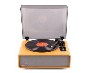 Audizio Laredo Retro Record Player, Bluetooth Turntable with Built-In 160W Stereo Speakers, AT3600 cartridge, Auto Lift/Return, Bamboo Finish, Wireless Output to Headphones