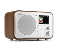 Audizio Milan Portable DAB Radio with Bluetooth, Built-In Rechargeable Battery, DAB+, FM, 40 Presets, TFT Colour Display, Headphone & Line Out - Stylish Silver/Wood Finish