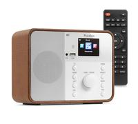 Audizio Nardo Internet DAB Digital Radio with Bluetooth, WiFi Connectivity, DAB+, FM & USB Playback, 2.4" Colour Display, Alarm Clock, Remote Control - White/Wood Finish