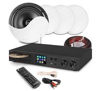 Audizio NCSS8 Ceiling Speaker System Package with Black Brescia Streaming Amplifier - WiFi, Bluetooth, Spotify Connect, DAB+, FM Radio, CD Player - 4x8" HiFi Home Ceiling Speaker Kit