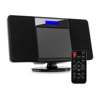 Audizio Nimes HiFi Stereo System with Bluetooth, CD Player, USB MP3 Playback, FM Radio, Remote Control, Wall Mountable Home Stereo System - Black