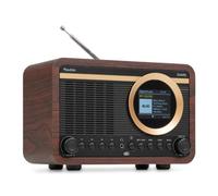 Audizio Ovaro Retro DAB+ Radio with FM Radio and Bluetooth - Dark Wood | 2.4in colour TFT display, FM, aux in, line out, headphone socket, 40 station presets