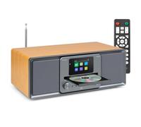 Audizio Palmi DAB+ Radio with CD player, Bluetooth, USB and FM, All-In-One Music System, 60W Stereo Speakers, Colour Display, Bamboo Finish