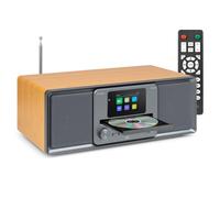 Audizio Palmi DAB+ Radio with CD player, Bluetooth, USB and FM, All-In-One Music System, 60W Stereo Speakers, Colour Display, Bamboo Finish