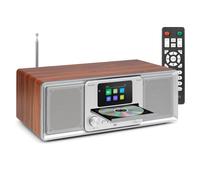 Audizio Palmi DAB Radio with CD player and Bluetooth, All-In-One music system with DAB+ FM Radio, USB Playback, 60W Stereo Speakers, Remote Control, Silver Wood Finish