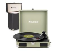 Audizio Portable Briefcase Record Player Bundle with Built-in Stereo Speakers, Vinyl Storage Case - Retro 3-Speed Turntable, Headphone Output, RCA, USB-Powered, Green
