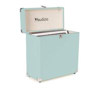 Audizio RC32 Vinyl Record Storage Case, Holds 30-35 LPs, Blue | Soft flannel lining, metal latch & hinge, sturdy handle, protects your vinyl collection