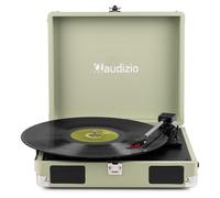Audizio RP111G Briefcase Vinyl Record Player, Green, Built-In Speakers | 3-speed 33/45/78 RPM, belt-driven, ceramic cartridge, RCA & headphone out
