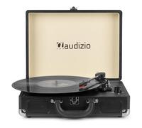 Audizio RP114BK Briefcase Vinyl Record Player, Built-In Speakers, Black | 3-speed 33/45/78 RPM, USB vinyl-to-MP3 conversion, RCA output, retro design