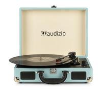 Audizio RP114BL Briefcase Vinyl Record Player, Built-In Speakers, Blue | 3-speed 33/45/78 RPM, USB MP3 conversion, RCA line out, retro suitcase design
